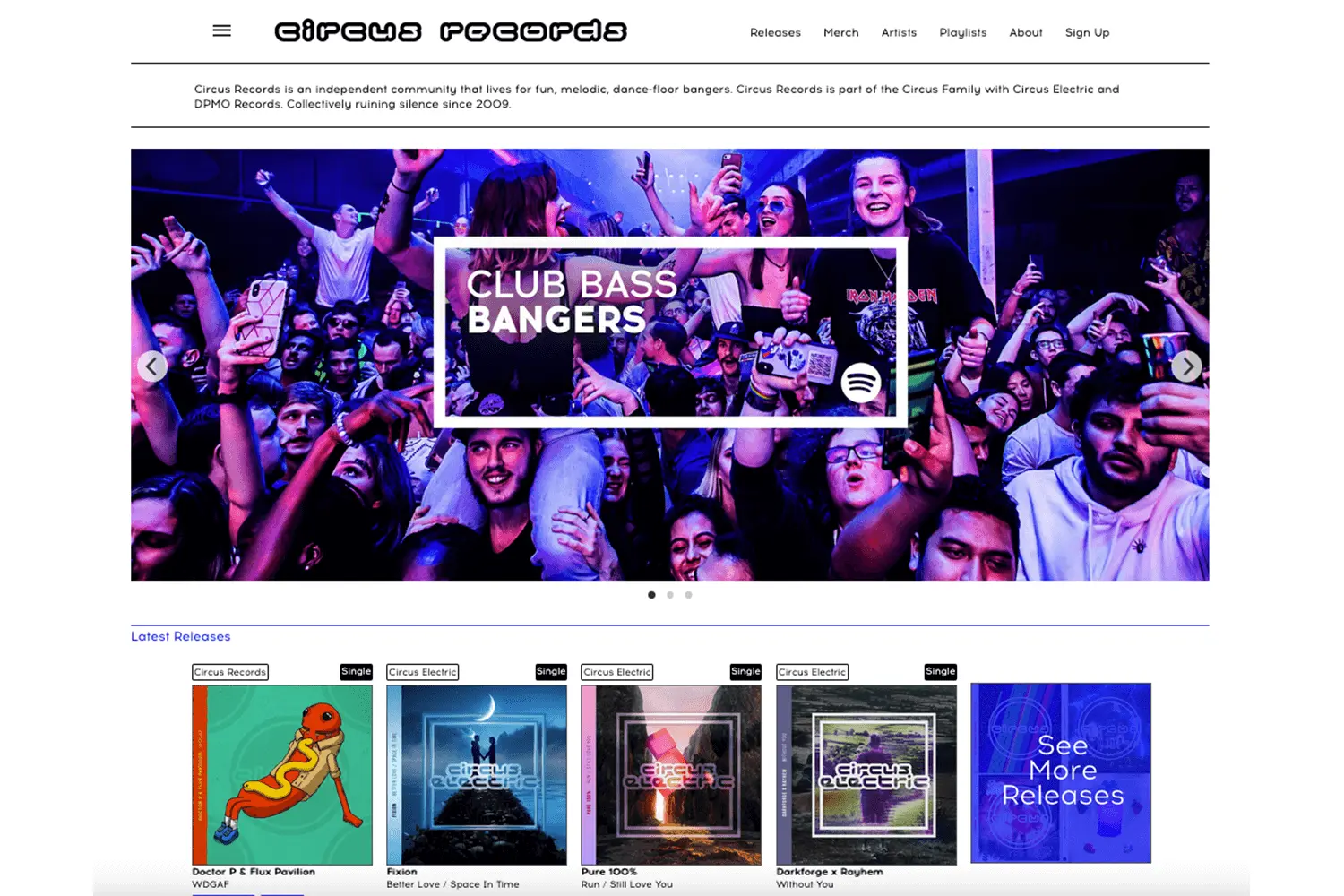 Screenshot of Circus Records project